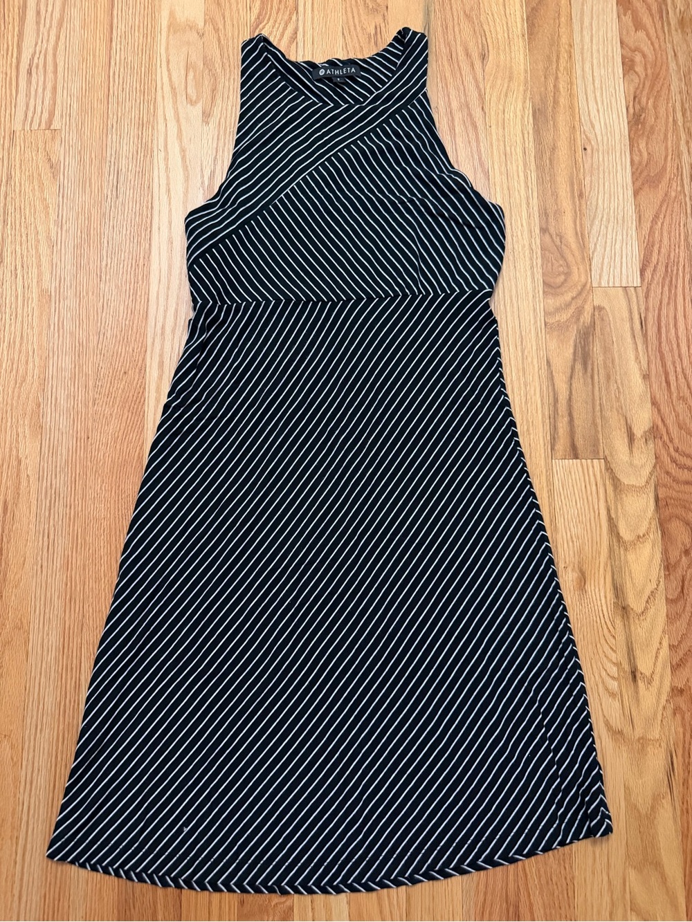 Athleta Black & White Striped Sleeveless Dress
